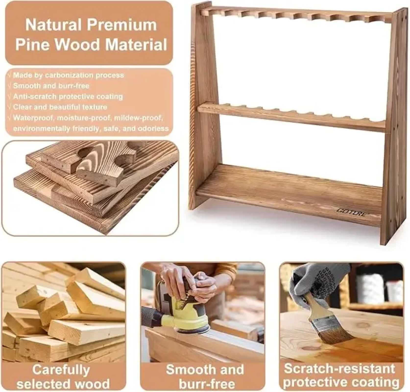 Goture Carbonized Pine Wood Fi - Fishing Equipment Holder review and price