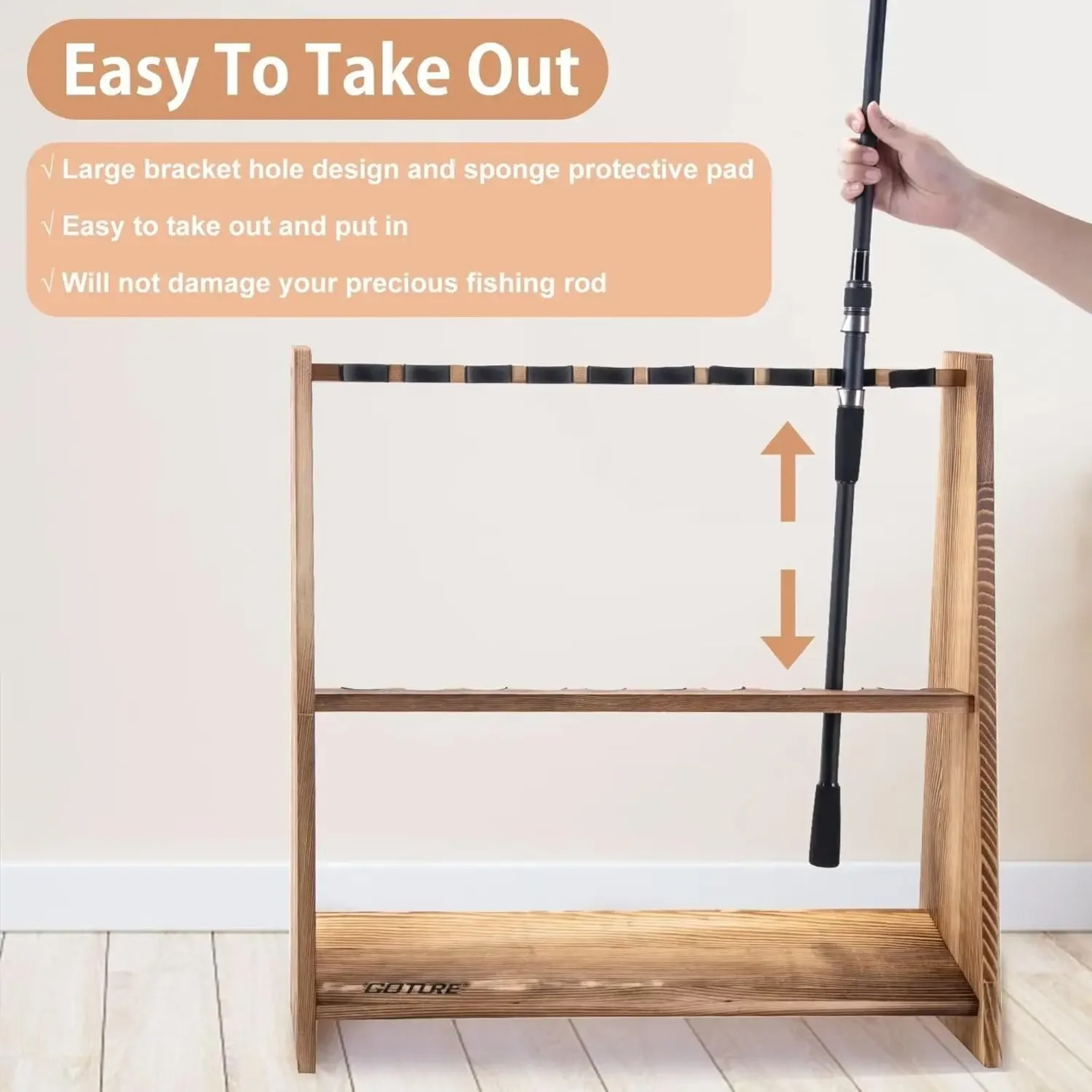 Goture Carbonized Pine Wood Fi - Fishing Equipment Holder review and price