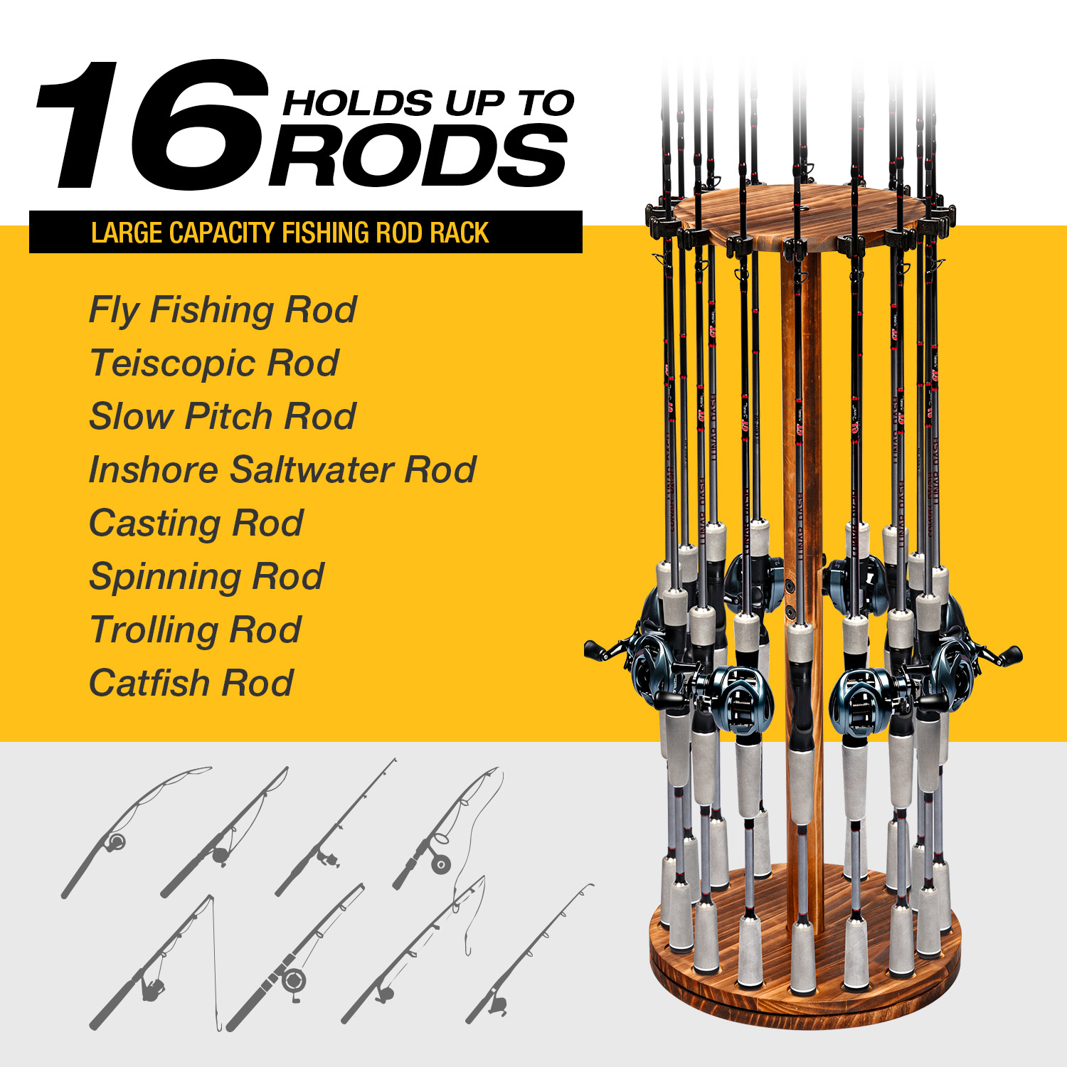 Round Carbonized Wood Fishing  - Fishing Equipment Holder review and price