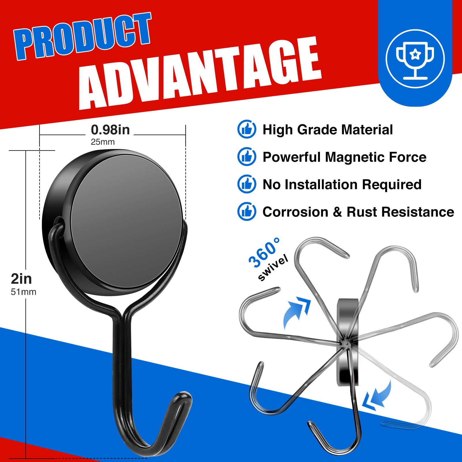 Magnetic Hooks Swivel Swing, 6 - Fishing Swivel Connector review and price